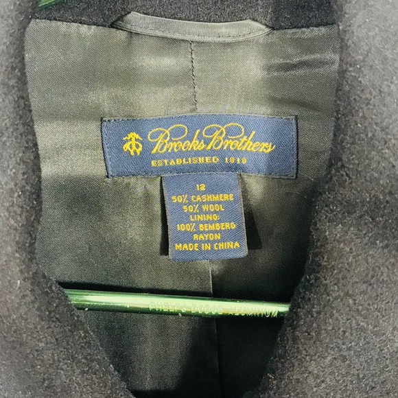 Brooks Brothers Wool Cashmere Double Breasted Black MilitaryStyle Pea Coat 12 - Picture 6 of 10